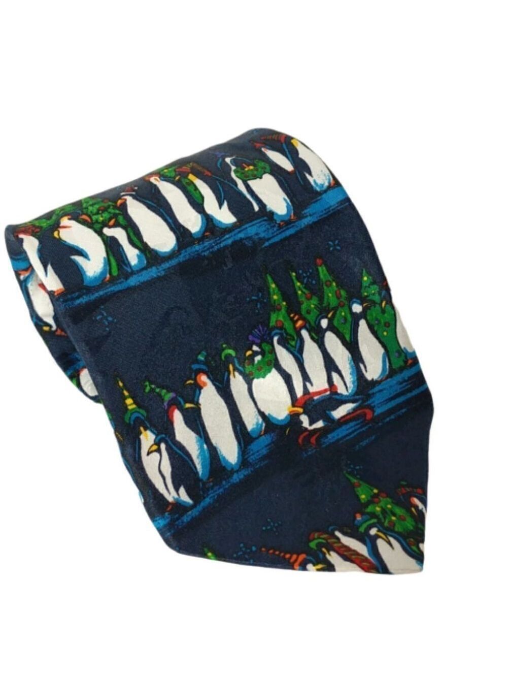 Christmas Tree Penguins Holiday Winter Novelty Tie